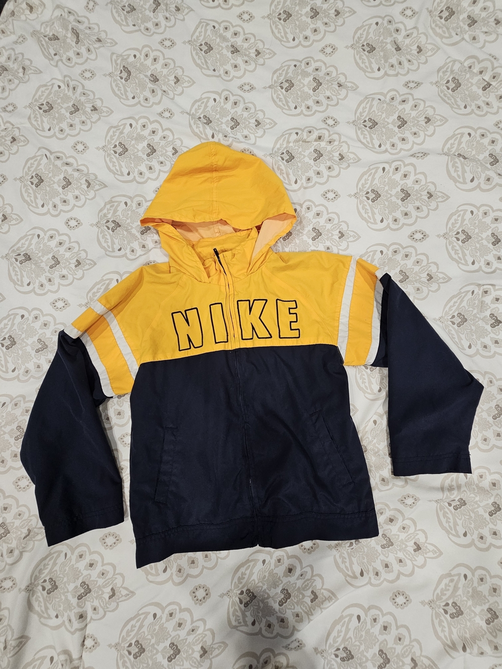Nike Kids' Yellow & Navy Hooded Zip Jacket